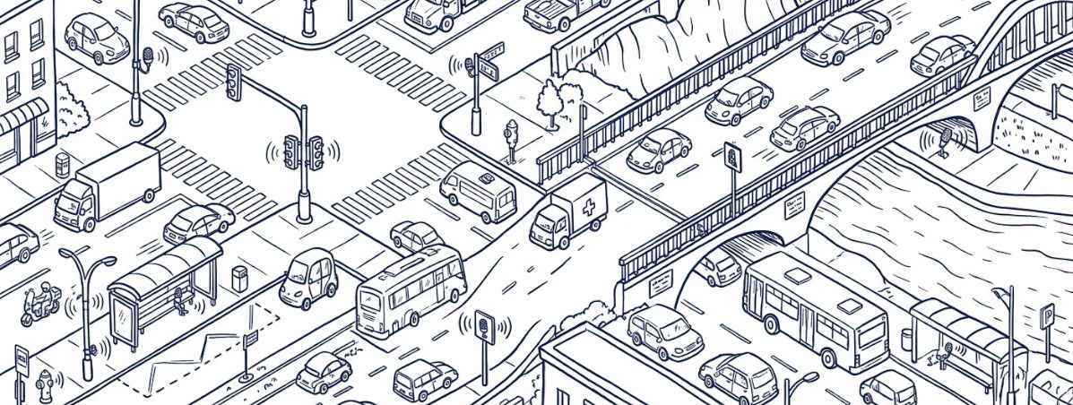 Urban traffic monitoring illustration